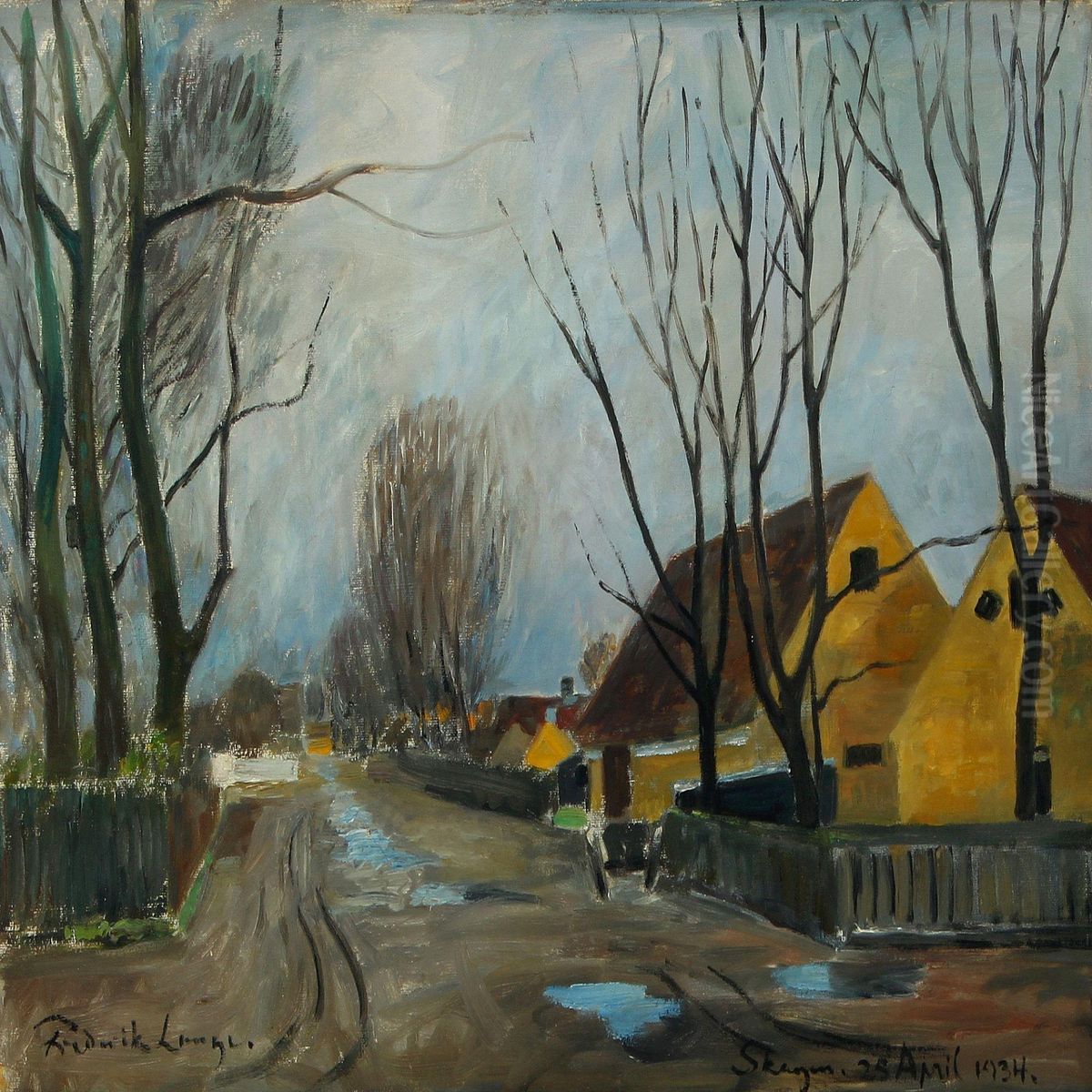 Street Scenery From Skagen Oil Painting by Frederik Lange
