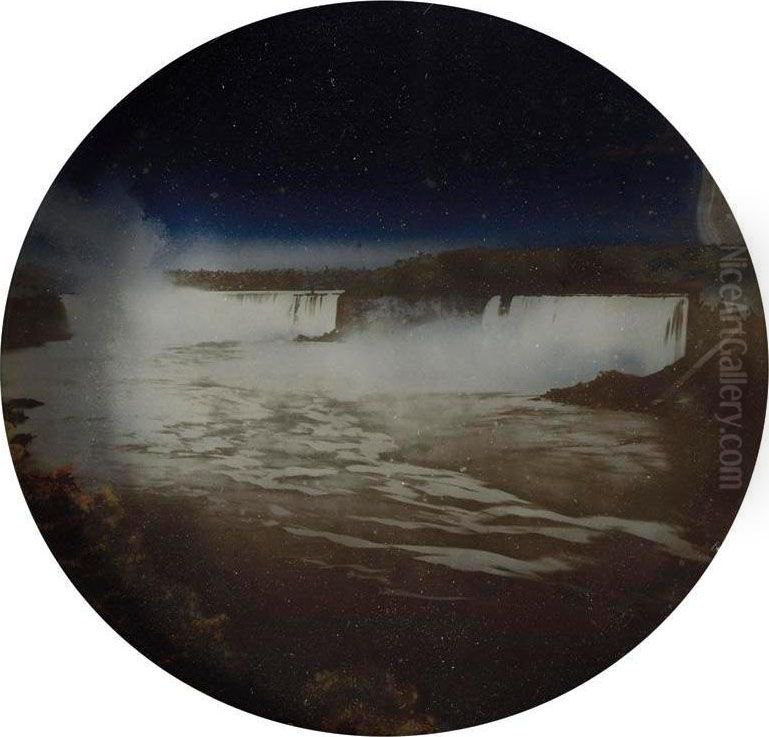 Hyalotype Of Niagara Falls Oil Painting by William Langenheim
