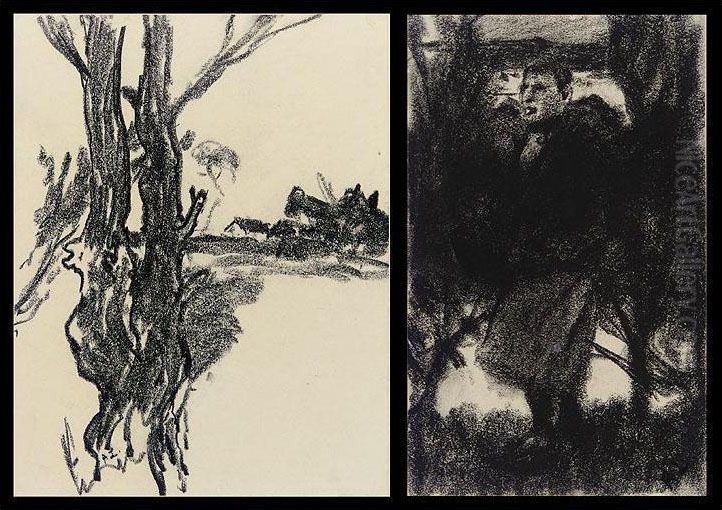 (ii) Madchen Im Moos (girl In The Fens) Oil Painting by Arthur Langhammer