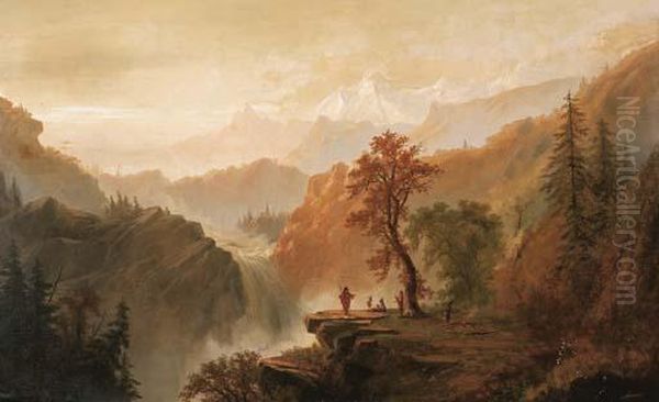 Campfire On The Ledge Oil Painting by Charles Lanman