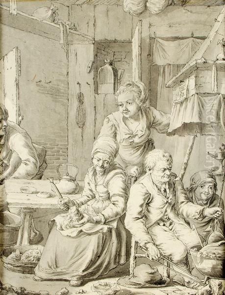 Famille Dans Un Interieur Oil Painting by Willem Joseph Laquy