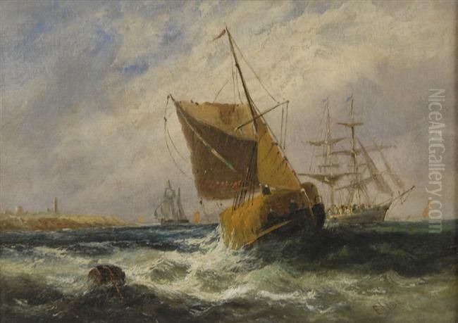 A Hay Barge In An Estuary Oil Painting by Edwina Lara