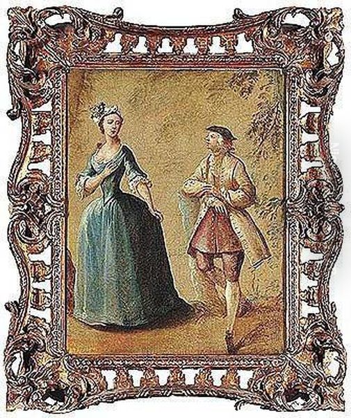 An Elegant Lady And Gentleman Oil Painting by Marcellus the Elder Laroon