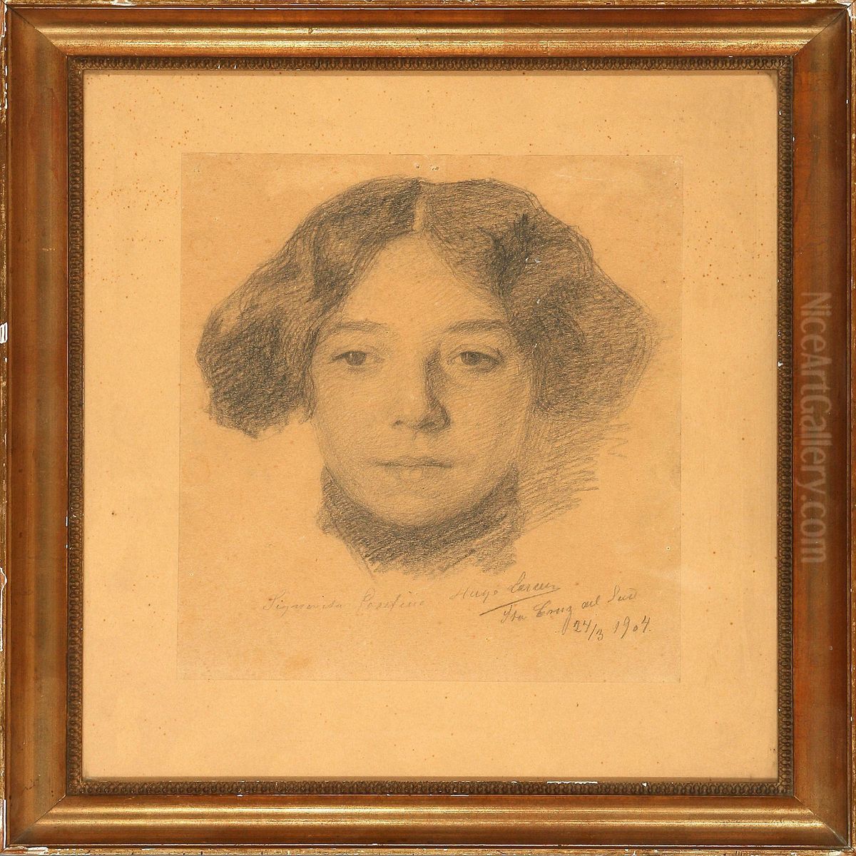 Portrait Of Signorita Josefine Oil Painting by Hugo Valdemar Larsen