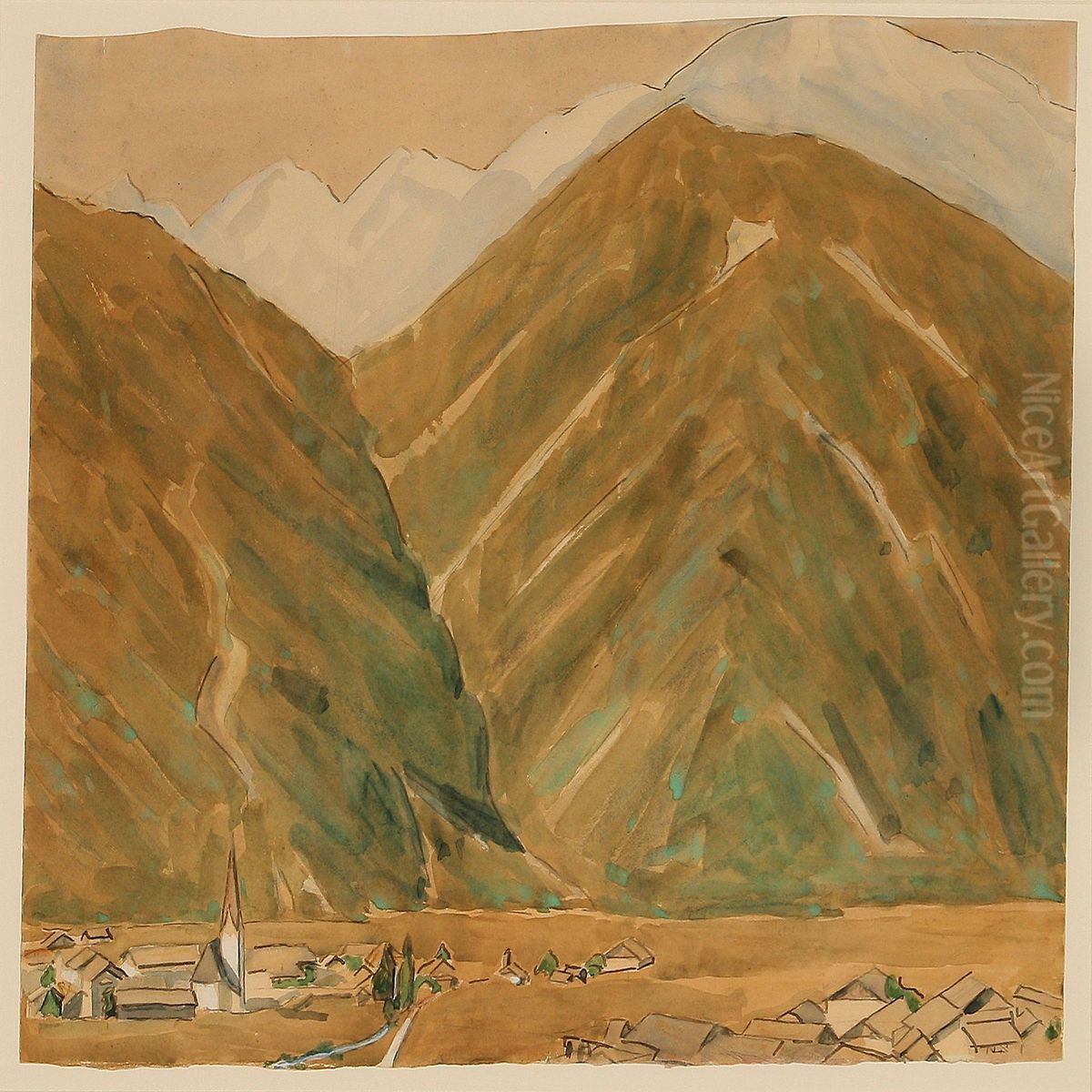 Bjerge, Umhausen Oil Painting by Niels Larsen Stevns