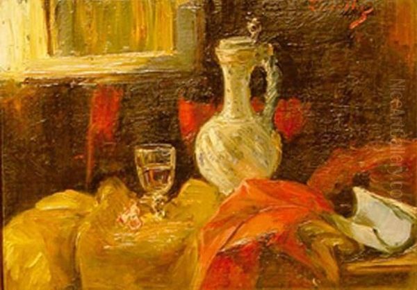 Verre Et Carafe Oil Painting by Gustave Francois Lasellaz