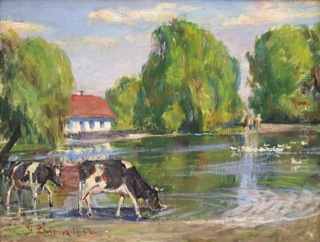 Pejzaz Wiejski Oil Painting by Kazimierz Lasocki