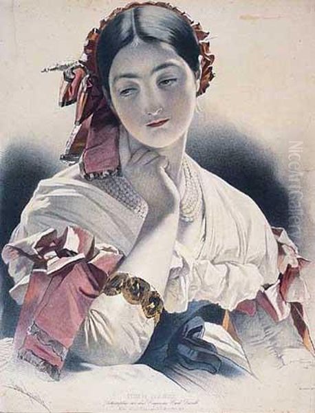 Dziewcze Z Wiankiem Na Glowie Oil Painting by Emile Lassalle