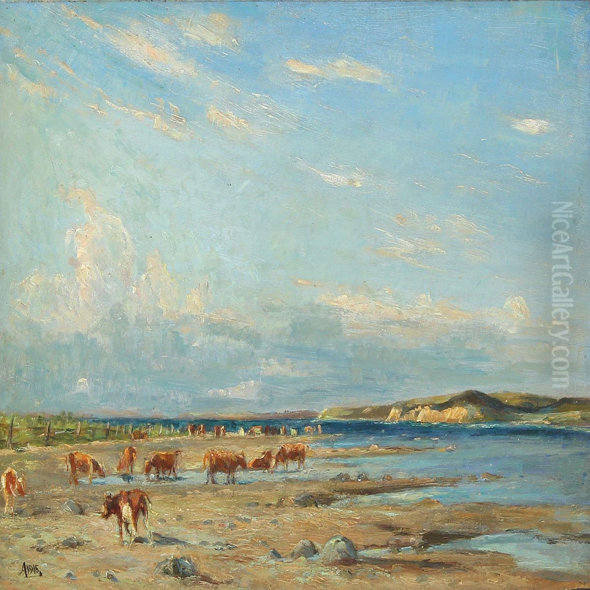 Fra Dynaes Hage Oil Painting by Axel M. Lassen