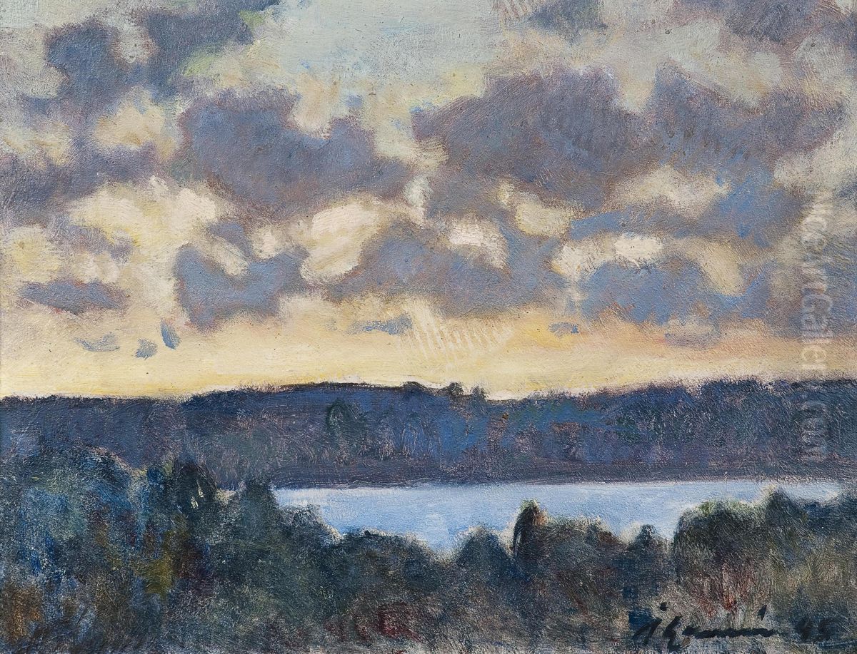 Viewover The Lake Oil Painting by Per Ake Lauren