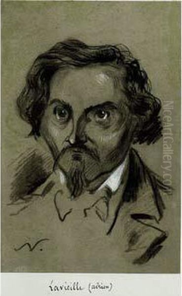 Dessin Au Fusain Et A L'estompe Rehausse De Gouache, Signe De L'initiale En Bas A Gauche. Oil Painting by Adrien Lavieille