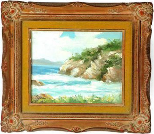 Impressionistic View Of A Rocky Coast Oil Painting by Walter Layman