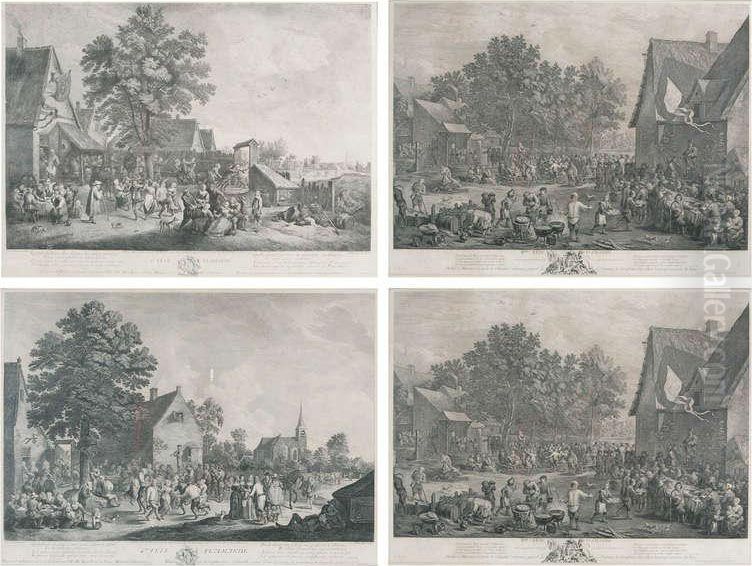 Naar David Ii Teniers 1e-4e Fete Flamande Oil Painting by Jacques Philippe Le Bas