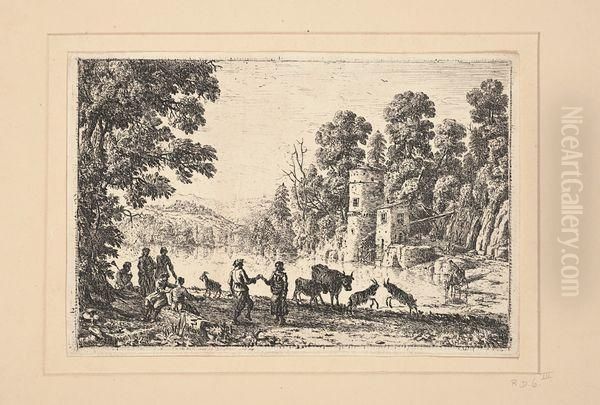 La Danse Au Bord De L'eau Oil Painting by Claude Lorrain (Claude Gellee)