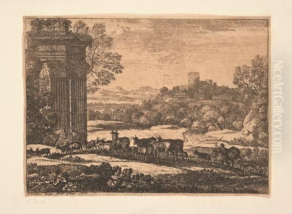 Le Troupeau En Marche Par Un Temps Orageux Oil Painting by Claude Lorrain (Claude Gellee)