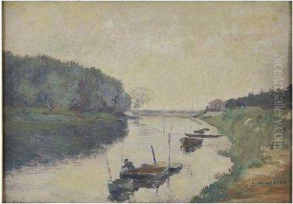 Vue De La Grande Jatte. Oil Painting by Alfred Marie Le Petit