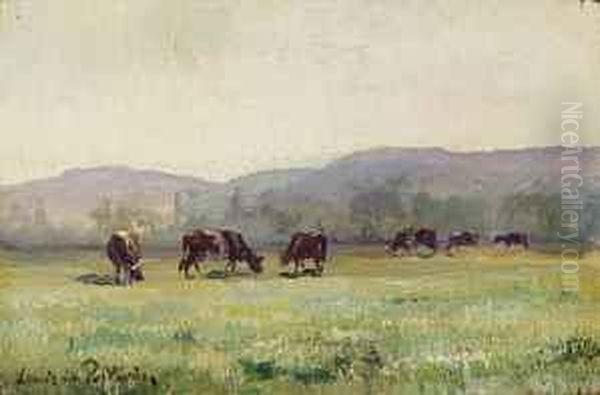 Kuhe Auf Derweide Oil Painting by Louis Le Poittevin