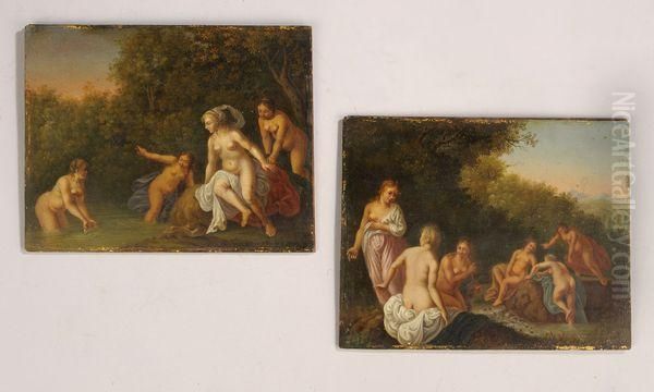 Paire De Cuivres Formant Pendant. Oil Painting by Sebastien Jacques Leclerc Des Gobelins