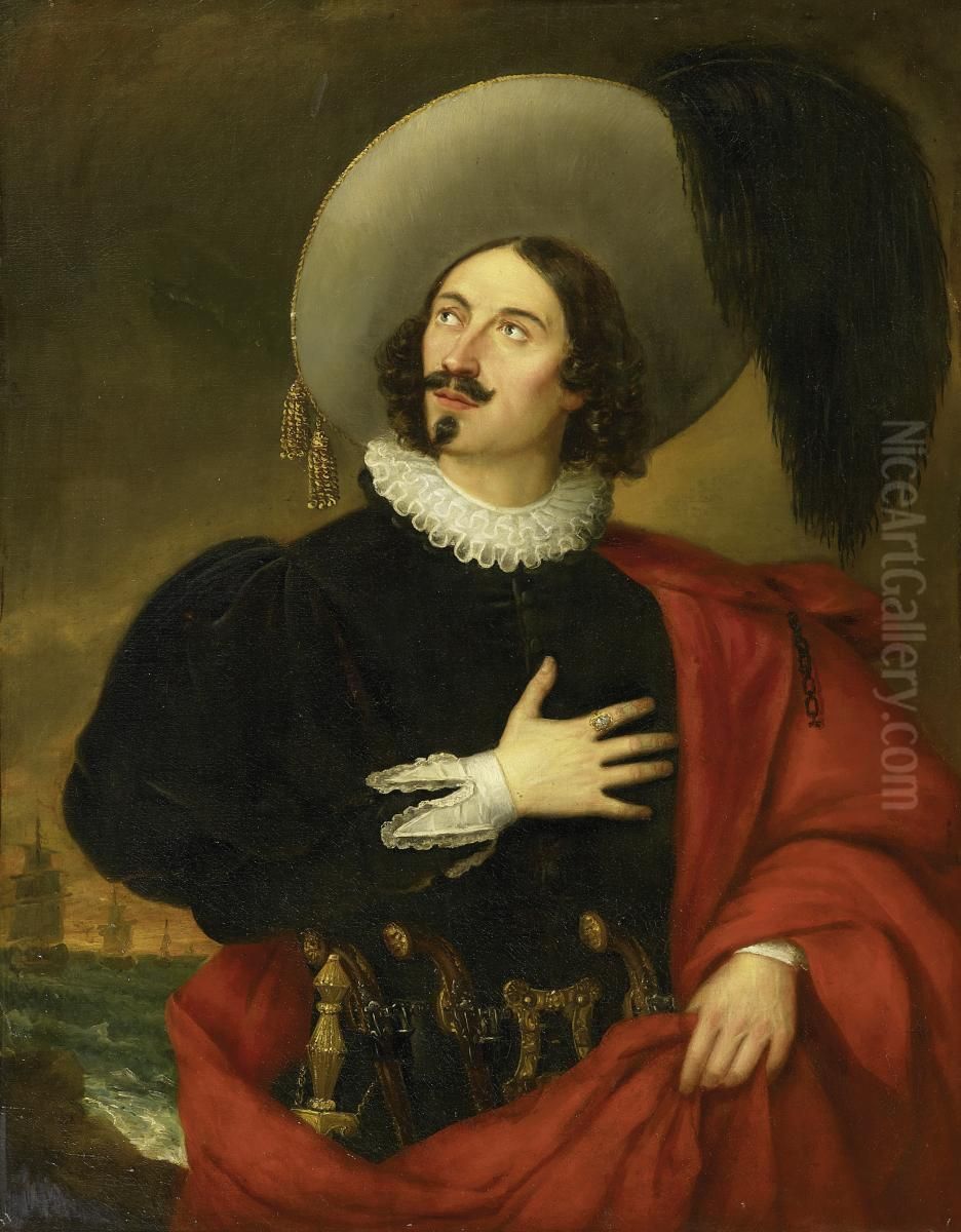 Portrait Of A Flemish Privateer Jeanbart Oil Painting by Denis Lecocq