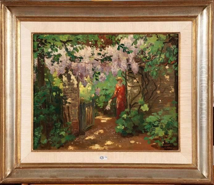 Elegante Au Jardin Oil Painting by Emile Lecomte