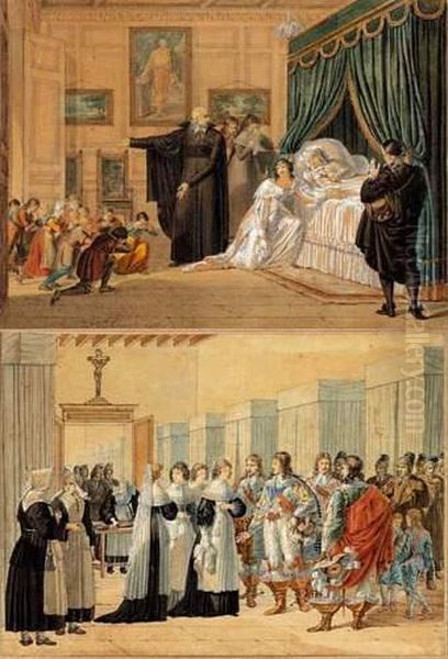 Louise De Marillac Sur Son Lit De Mort Avec Saint Vincent De Paul A Ses Cotes
Louise De Marillac Visitant Un Hopital Oil Painting by Hippolyte Lecomte