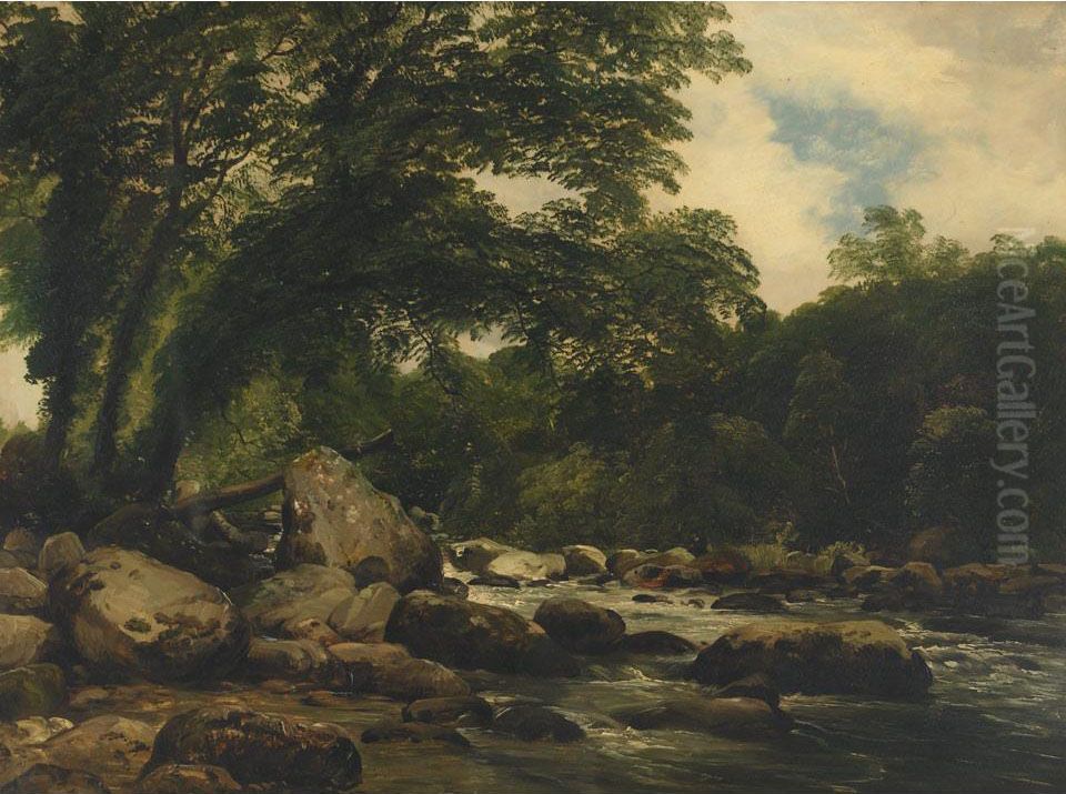 Scene On The Ogwen River, N. Wales Oil Painting by Frederick Richard Lee, R.A.
