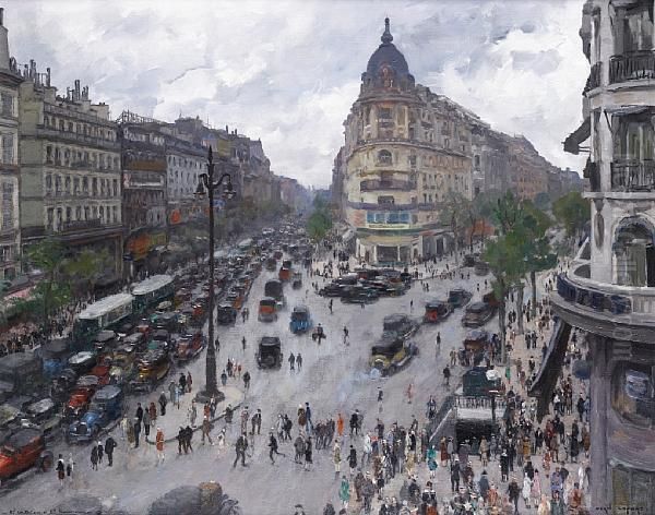 Boulevard Des Italiens Et Boulevardhaussman Oil Painting by Jean Lefort
