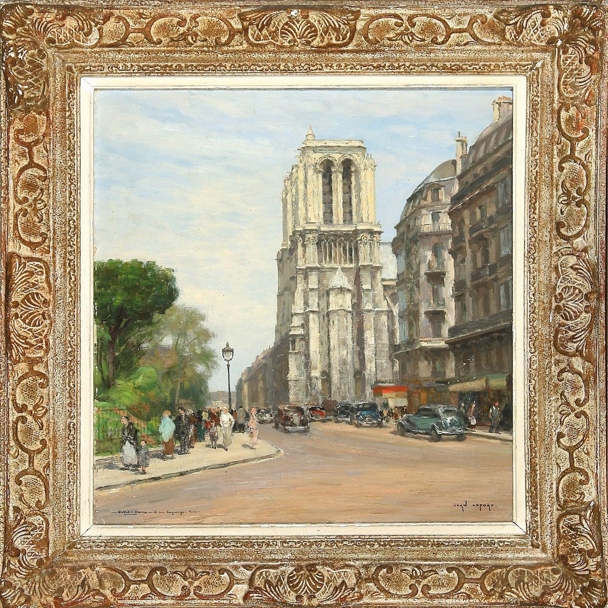 Notre Dame Et Rue Lagrange Oil Painting by Jean Lefort