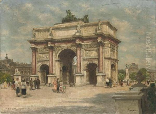 L'arc De Triumphe Du Carousel, Paris Oil Painting by Jean Lefort