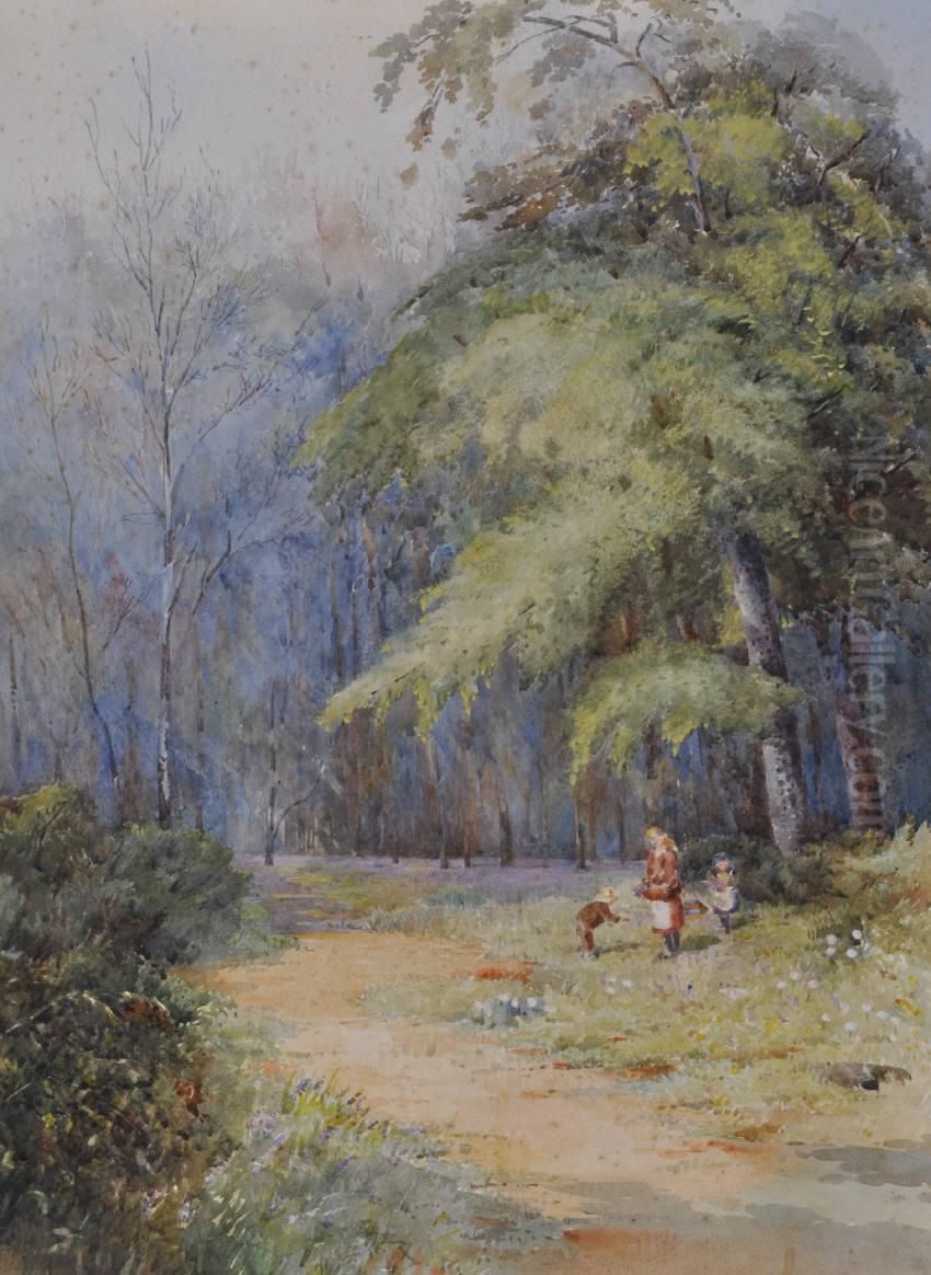 Children In A Woodland Clearing Oil Painting by Isabel S. Legg