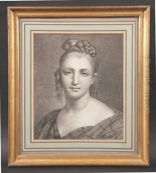 Portrait Of A Woman Head And Shoulders Oil Painting by Etienne-Charles Leguay