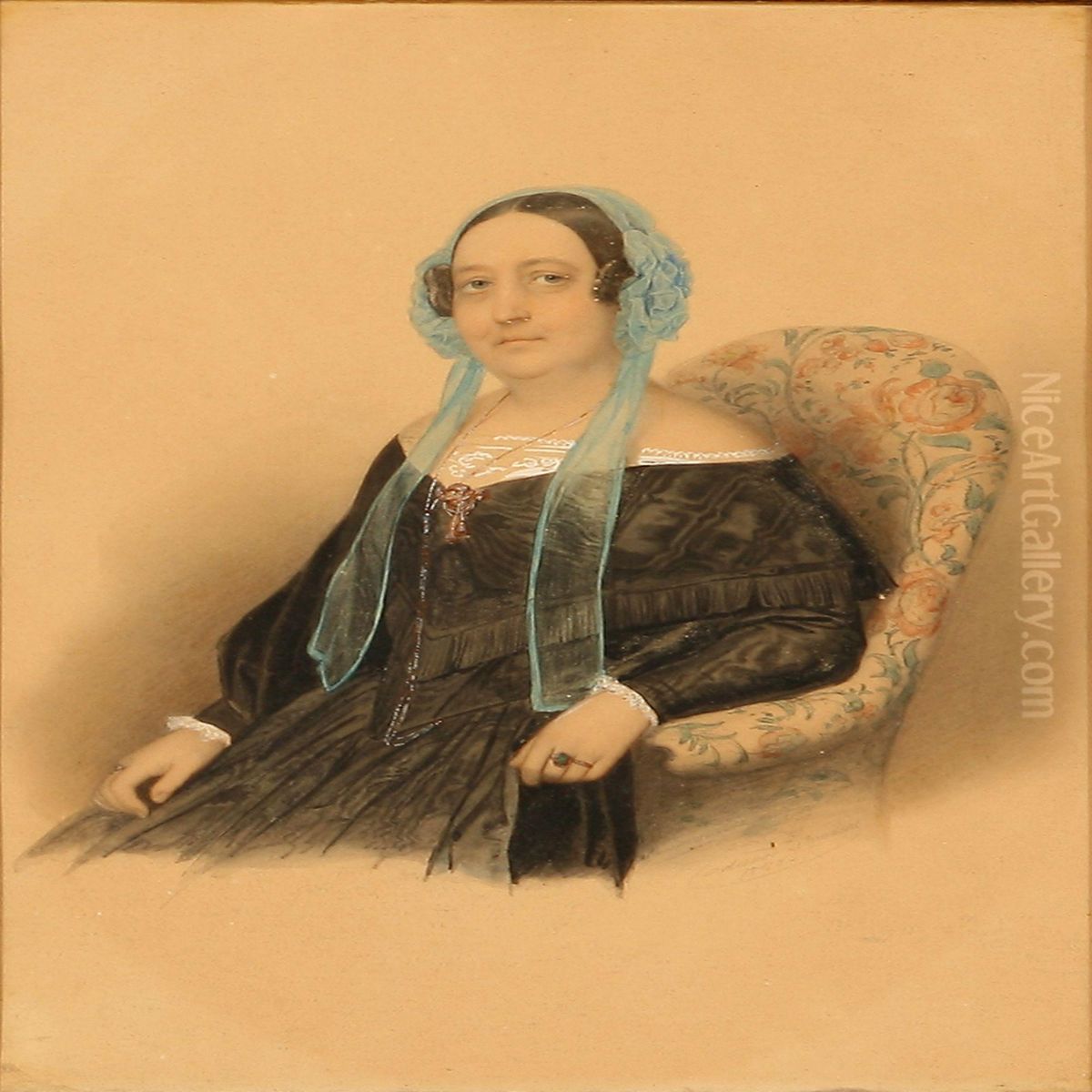 Portrait Of A Seated Lady Oil Painting by Edvard Lehmann