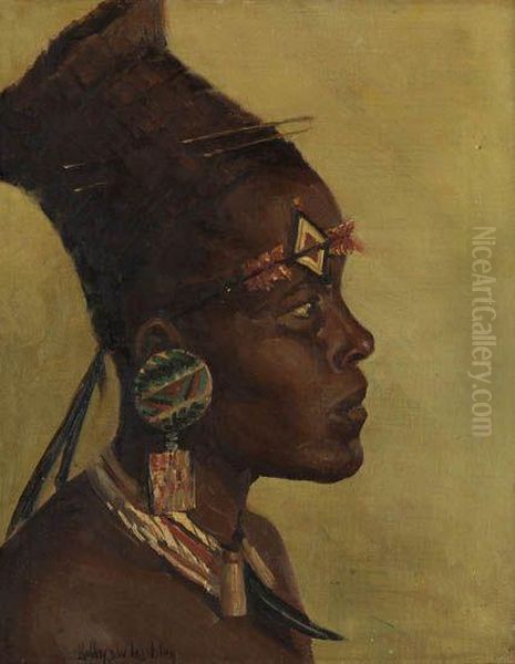Profile Portrait Of An African Woman Oil Painting by Kathryn Woodman Leighton