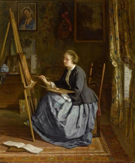 Portrait Of Madame Leleuxpainting. Oil Painting by Armand Hubert Simon Leleux