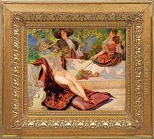 Ruhender Akt Imschlosspark Oil Painting by Charles Amable Lenoir