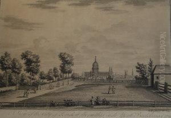 A View Of The City Of London From ThisSide York Buildings 1740 Oil Painting by Andrew Benjamin Lens