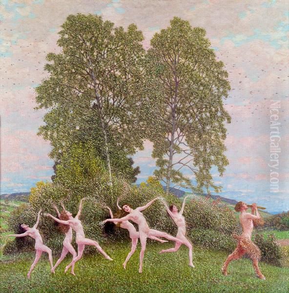 Tanzende Mit Faun Oil Painting by Maximilian, Max Lenz