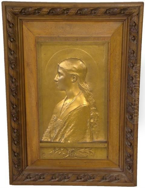 Bronze Bas Relief Of Saint Cecilia Oil Painting by Agathon Leonard