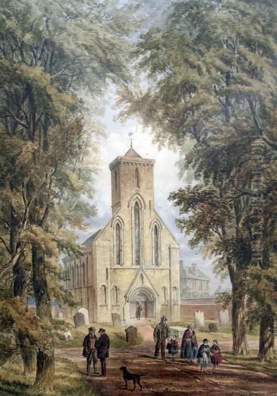 Nun Monkton Church, Yorkshire Oil Painting by John Henry Leonard
