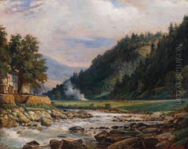 Le Torrent Dans La Vallee Oil Painting by Francois Gabriel G. Lepaulle