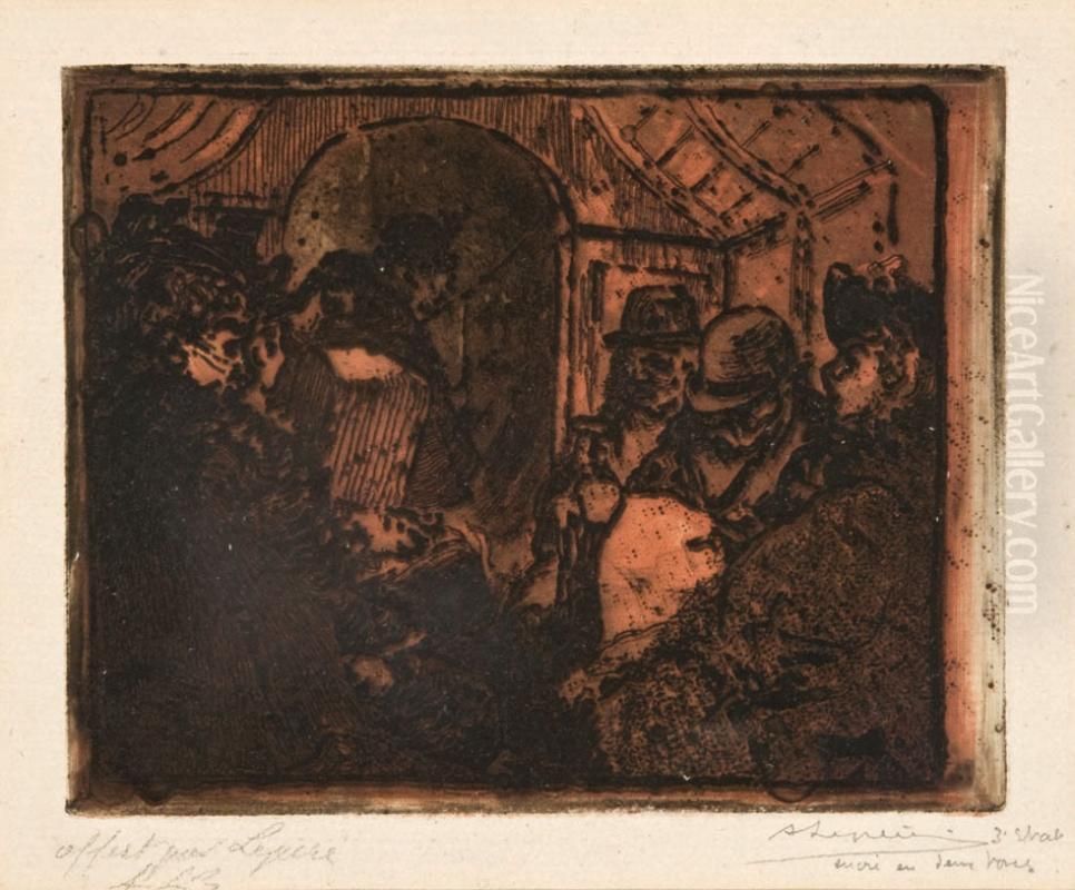 Interieur D'ommibus Oil Painting by Auguste Lepere