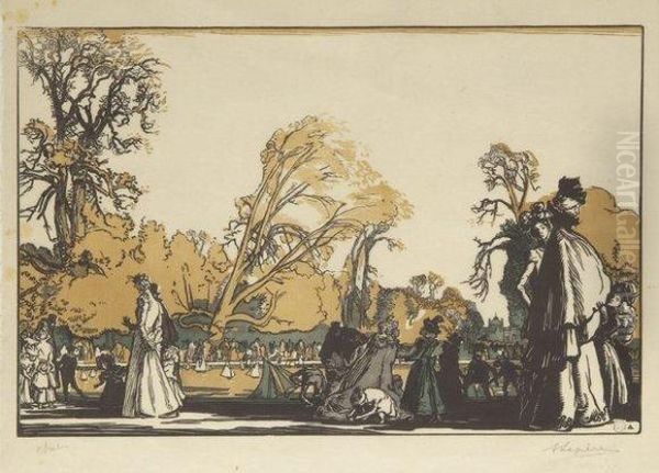 Le Bassin Des Tuileries Oil Painting by Auguste Lepere