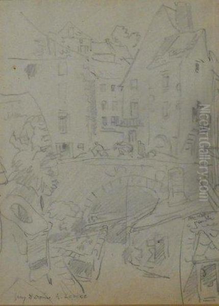 Village En Auvergne Oil Painting by Auguste Lepere