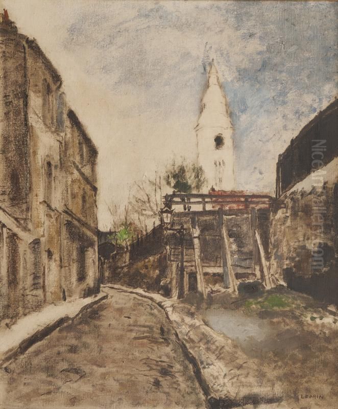 Rue Norvin A Montmartre Oil Painting by Marcel Leprin
