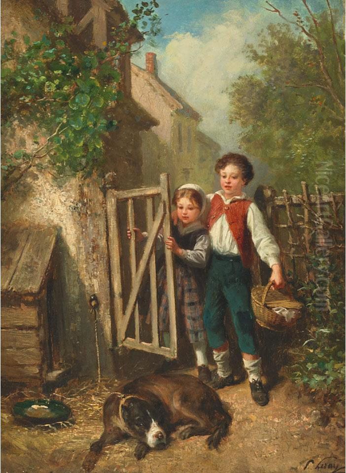 On Guard Oil Painting by Prudent Louis Leray