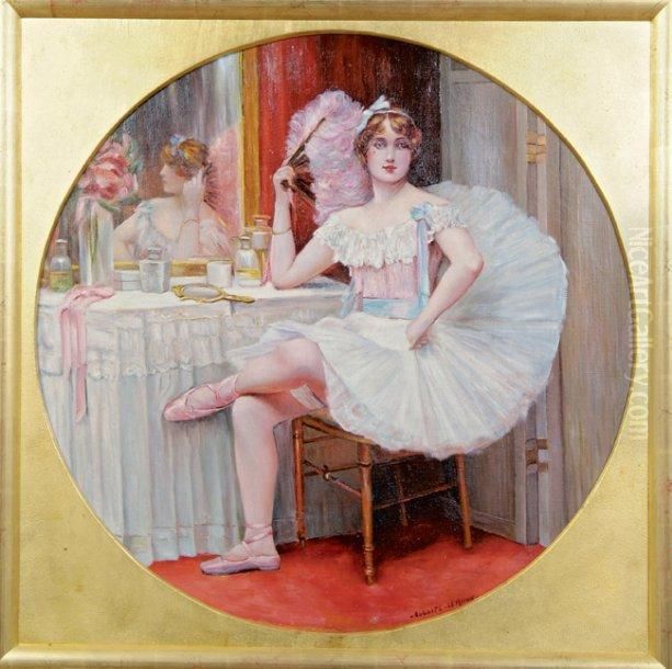Ballerine A L'eventail Oil Painting by Auguste Leroux