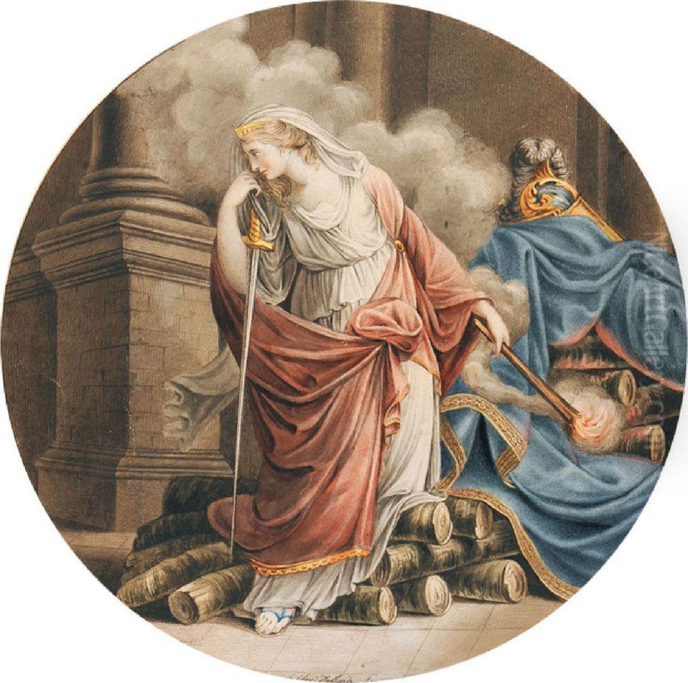 Andromaque Brulant Le Corps D'hector Oil Painting by Alexandre-Isidore Leroy De Barde