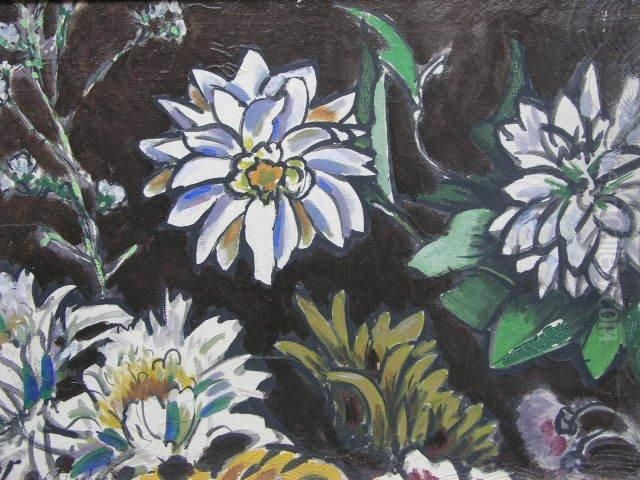 Les Dahlias Oil Painting by Alfred Lesbros