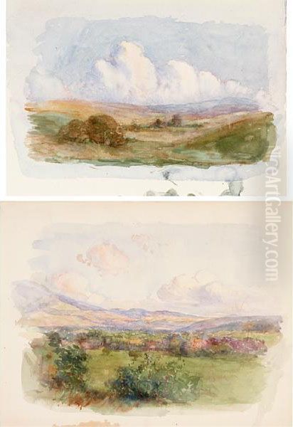 Three California Landscape Studies Oil Painting by Leonard Lester