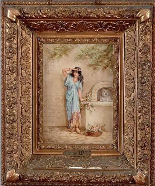 Femme A La Fontaine Oil Painting by Laure Levy